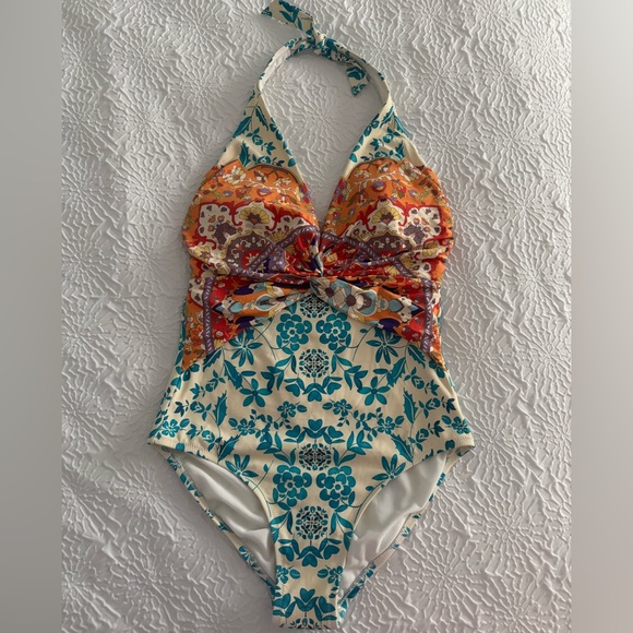 Johnny Was Other - JOHNNY WAS Ellyo Twisted Halter One-Piece Swimsuit Small